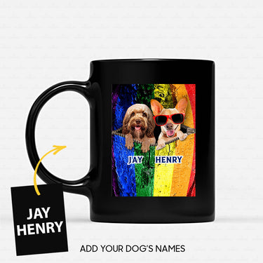 Personalized Dog Gift Idea - Old Looking Dog And Dog Wearing Red Glasses For Dog Lovers - Black Mug